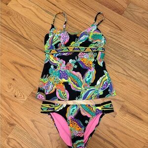 Trina Turk Black and Pink Bikini Swimwear